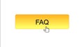 FAQ web interface button clicked with mouse cursor, orange color, online support Royalty Free Stock Photo