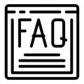FAQ website section icon outline vector. User support page Royalty Free Stock Photo