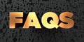 Faqs - Gold text on black background - 3D rendered royalty free stock picture