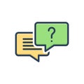 Color illustration icon for Faqs, question mark and meassage