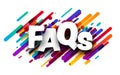 FAQs sign over colorful brush strokes background