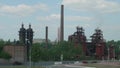 Far away view of old metallurgic plant in Nizhniy Tagil. Heavy industry.