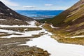 Far distance view on Ushuaia and Beagle channel