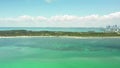 Far lateral aerial flyby Key Biscayne Miami FL