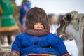 Far North, Yamal Peninsula, Reindeer Herder`s Day, local residents in national clothes of Nenets