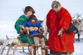 Far North, Yamal Peninsula, Reindeer Herder`s Day, local residents in national clothes of Nenets