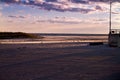 Far Rockaway in New York, Birds on the Beach, with fine Sand Blowing on the Beach Romantic evening Light, with Copyspace in the