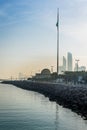 A far view of Abu dhabi marina breakwater during morning time