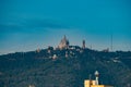 Far view of Temple Expiatori del Sagrat Cor in Barcelona