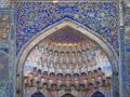 Farcade details of Abdulaziz Khan Madrassa in Bukhara, Uzbekistan Royalty Free Stock Photo