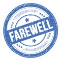 FAREWELL text on blue round grungy stamp