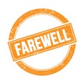 FAREWELL text on orange grungy round stamp