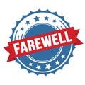 FAREWELL text on red blue ribbon stamp