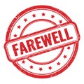 FAREWELL text on red grungy vintage round stamp