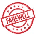 FAREWELL text written on red vintage stamp