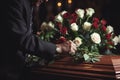 Farewell to a deceased person in church. Royalty Free Stock Photo