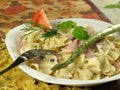 Farfalle with ham salad Royalty Free Stock Photo