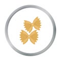 Farfalle icon pasta in cartoon style isolated on white background. Types of pasta symbol