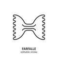 Farfalle line icon. Italian pasta symbol. Editable stroke. Vector illustration