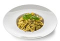 Farfalle pasta (bow tie shape) with pesto Royalty Free Stock Photo