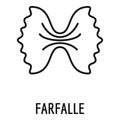 Farfalle pasta icon, outline style