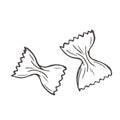 farfalle pasta illustration hand drawn outline vector Royalty Free Stock Photo
