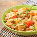Farfalle pasta with seafood