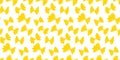 Farfalle pasta seamless pattern, yellow butterflies on white background. Vectore restaurant background.