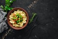 Farfalle pasta with vegetables on the plate. Royalty Free Stock Photo