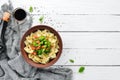 Farfalle pasta with vegetables on the plate. Royalty Free Stock Photo