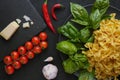 Farfalle on a plate with basil