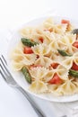 Farfalle, tomato and asparagus salad Royalty Free Stock Photo