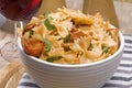 Farfalle and wine