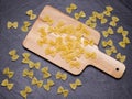 Farfelle on the cutting board Royalty Free Stock Photo