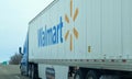 FARIBAULT, MN - 5 MAR 2023: Footage of Walmart Semi Truck Driving On Freeway