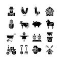 Farm icon set, glyph icon collection