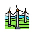 farm aerial view wind turbine color icon vector illustration