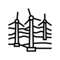 farm aerial view wind turbine line icon vector illustration