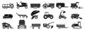 Farm agricultural machines icons set, simple style