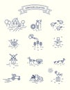 Farm and agriculture life icons set. Royalty Free Stock Photo