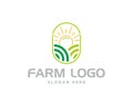 Farm agriculture line art logo icon design.
