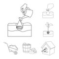 Farm and agriculture outline icons in set collection for design. Garden and plants isometric vector symbol stock web