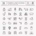 Farm and agriculture vector line icons. Editable stroke