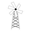 Farm agriculture windmill isolated icon on white background line style Royalty Free Stock Photo