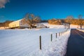 Farm along a country road during the winter, in rural York Count Royalty Free Stock Photo