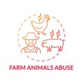 Farm animal abuse red gradient concept icon