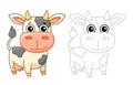 Farm animal for children coloring book. Vector illustration of funny cow in a cartoon style. Trace the dots and color Royalty Free Stock Photo