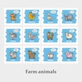 Farm animal icon set illustration. Royalty Free Stock Photo