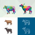 FARM ANIMAL ILLUSTRATION WITH POLYGONAL GEOMETRIC STYLE