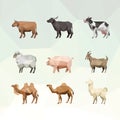 FARM ANIMAL ILLUSTRATION WITH POLYGONAL GEOMETRIC STYLE SET BUNDLE